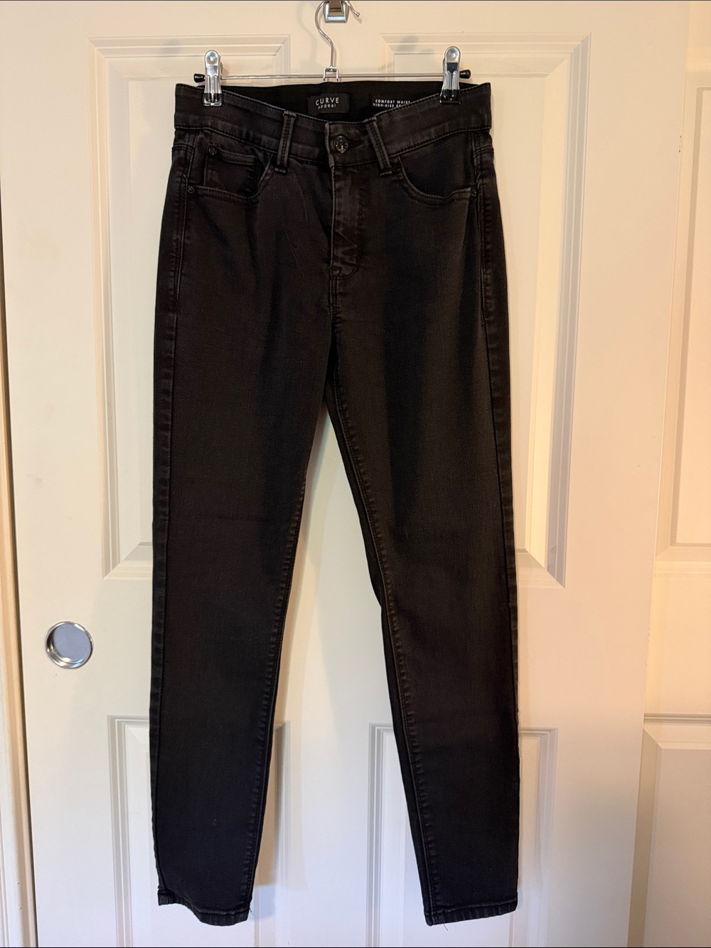 Curve Appeal Comfort Waist High-Rise Skinny Jeans Dark Grey Size 2